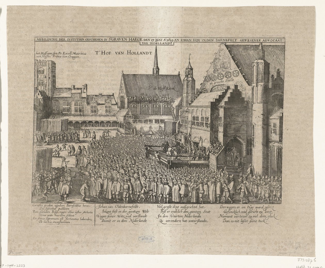 约翰-范-奥尔登巴内维尔特被斩首，1619 年
Abbildung der Iustitien Geschehen in s