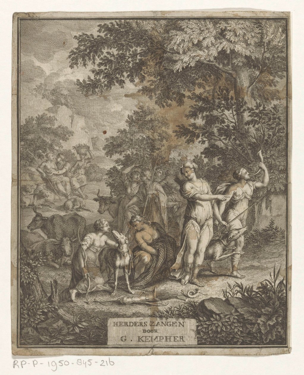 戴安娜和牧羊人 扉页：杰拉德·肯弗 (Gerard Kempher)，《牧羊人之歌》，1732 年 作者 无名氏
