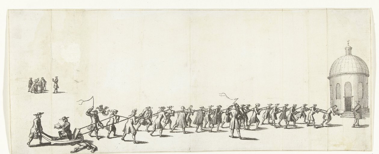 多米尼克被人用手推车拉到圆形路德教堂，1683-1684 年 作者 无名氏