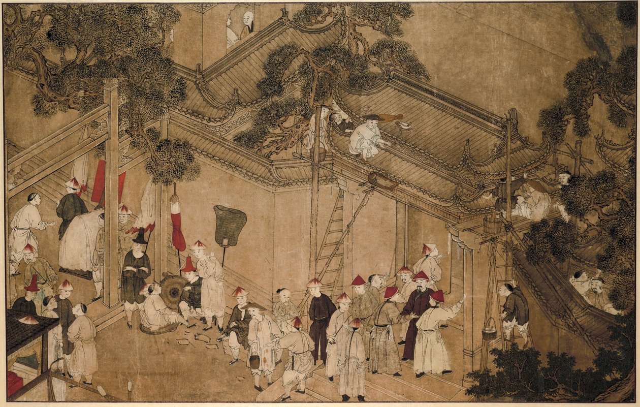 建筑工人正在施工的寺庙
妈祖的奇迹（系列名称） 作者 无名氏