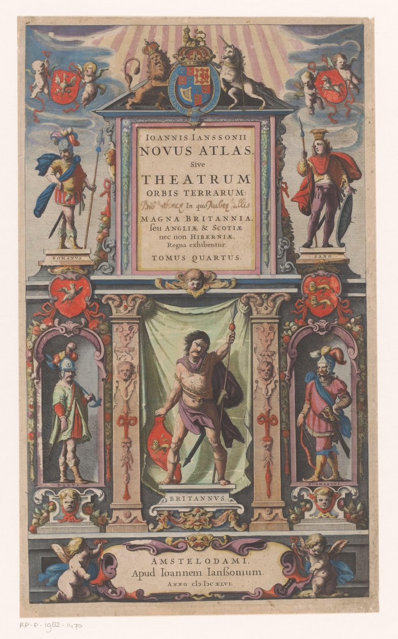 有五个人口群体化身的外墙
扉页：Johannes Janssonius, Novus atlas, Sive theatrum (...) Tomus quartus, 1646年 作者 无名氏