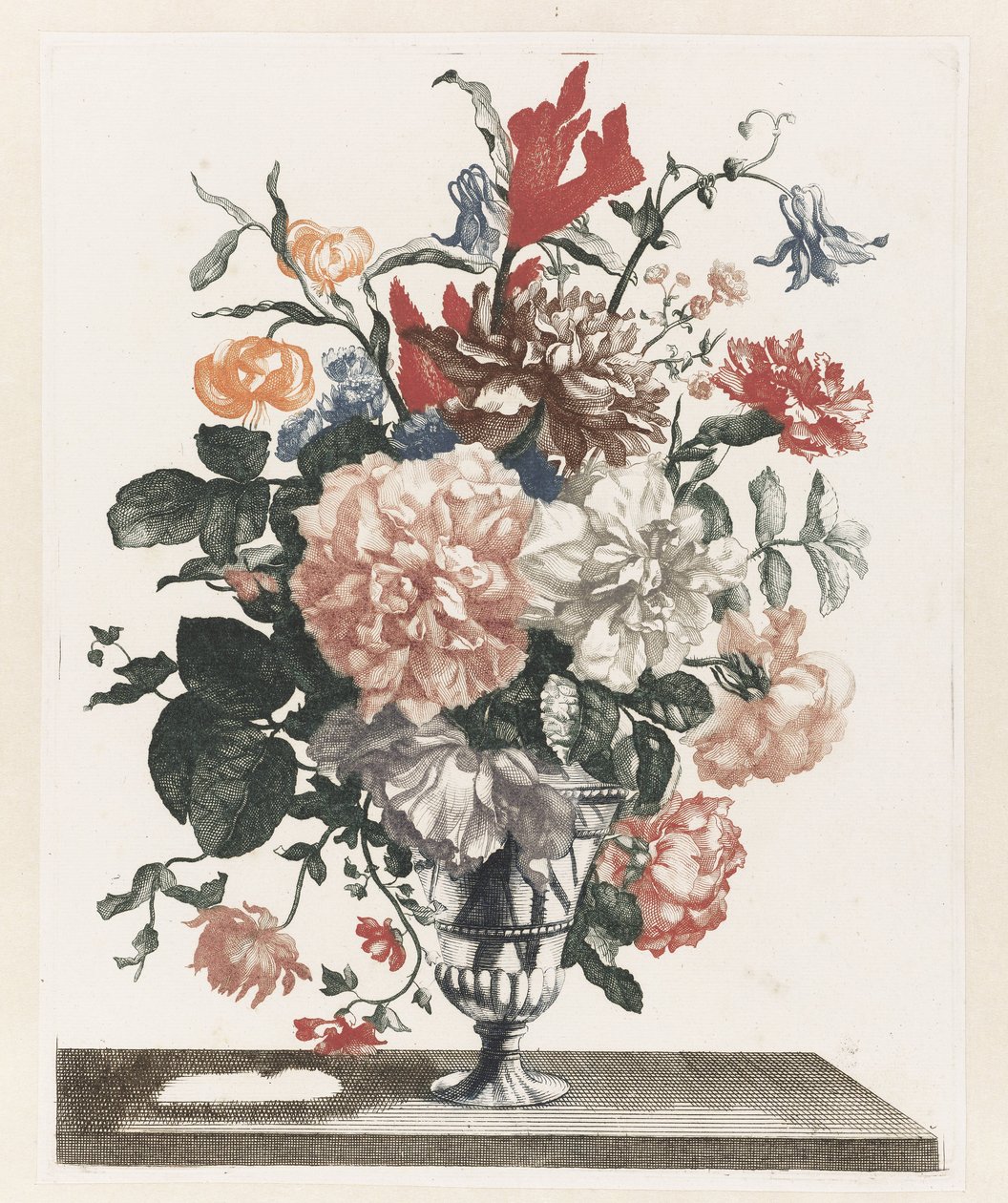 五幅玻璃花瓶中的鲜花版画
脚踩玻璃花瓶与鲜花 作者 无名氏