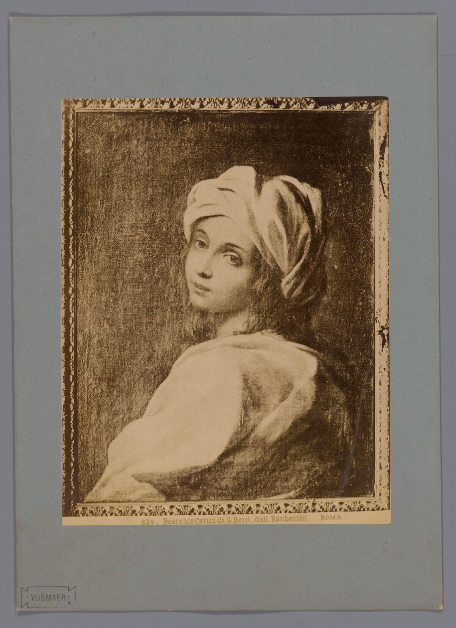吉多-雷尼（Guido Reni）绘制的贝阿特丽斯-岑西（Beatrice Cenci）肖像的照片再现，现存于罗马巴贝里尼美术馆。
Beatrice Cenci di G. Reni - Gall.巴贝里尼（物品上的标题）
罗马（文物上的系列名称） 作者 无名氏