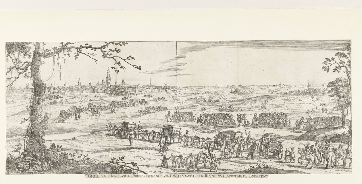 弗雷德里克-亨利会见玛丽亚-德-梅迪西斯，1638 年，塞尔托亨博斯郊外
Comme s.a. monsieur le prince dOrange vint au devant de la reyne, aux aproche de Boisleduc（标题见实物） 作者 无名氏