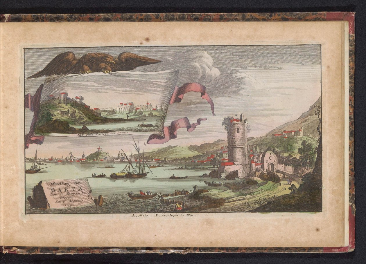加埃塔景观，1734 年 加埃塔的图像，于 1734 年 8 月 6 日被西班牙人征服（物品上有标题） 作者 无名氏