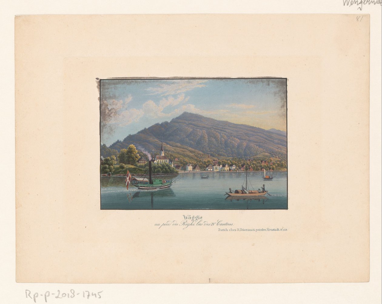 Gezicht op Weggis
Wäggis au pied du Righi, lac des IV cantons（标题见实物） 作者 无名氏