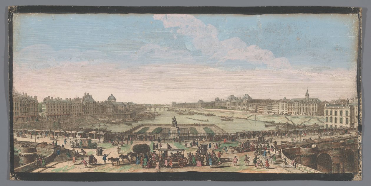 巴黎塞纳河上新桥向皇家桥方向的景观
Autre vuë particuliere de Paris prise du milieu du Pont Neuf regardant vers le Pont Royal（标题见实物） 作者 无名氏