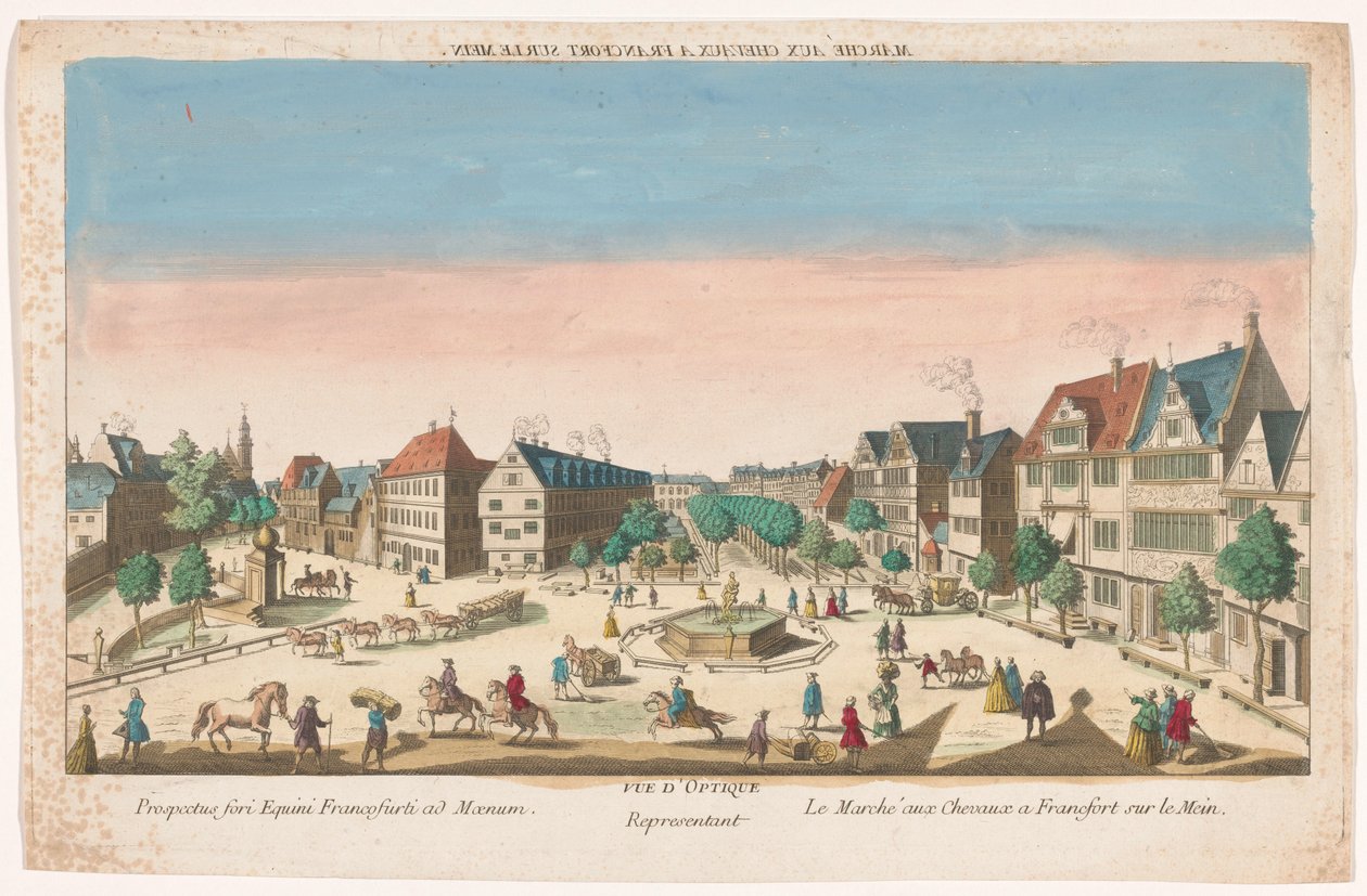 美因河畔法兰克福的马市 (Gezicht op de Rossmarkt te Frankfurt am Main)
美因河畔法兰克福的马市（标题见实物） 作者 无名氏
