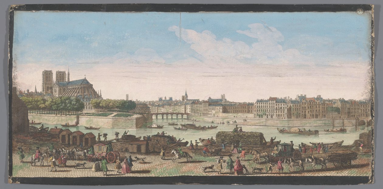 从米拉米昂码头到帕里斯市的景观
Autre vüe particuliere de Paris, depuis Nôtre Dame jusques au Pont de la Tournelle（标题见实物） 作者 无名氏
