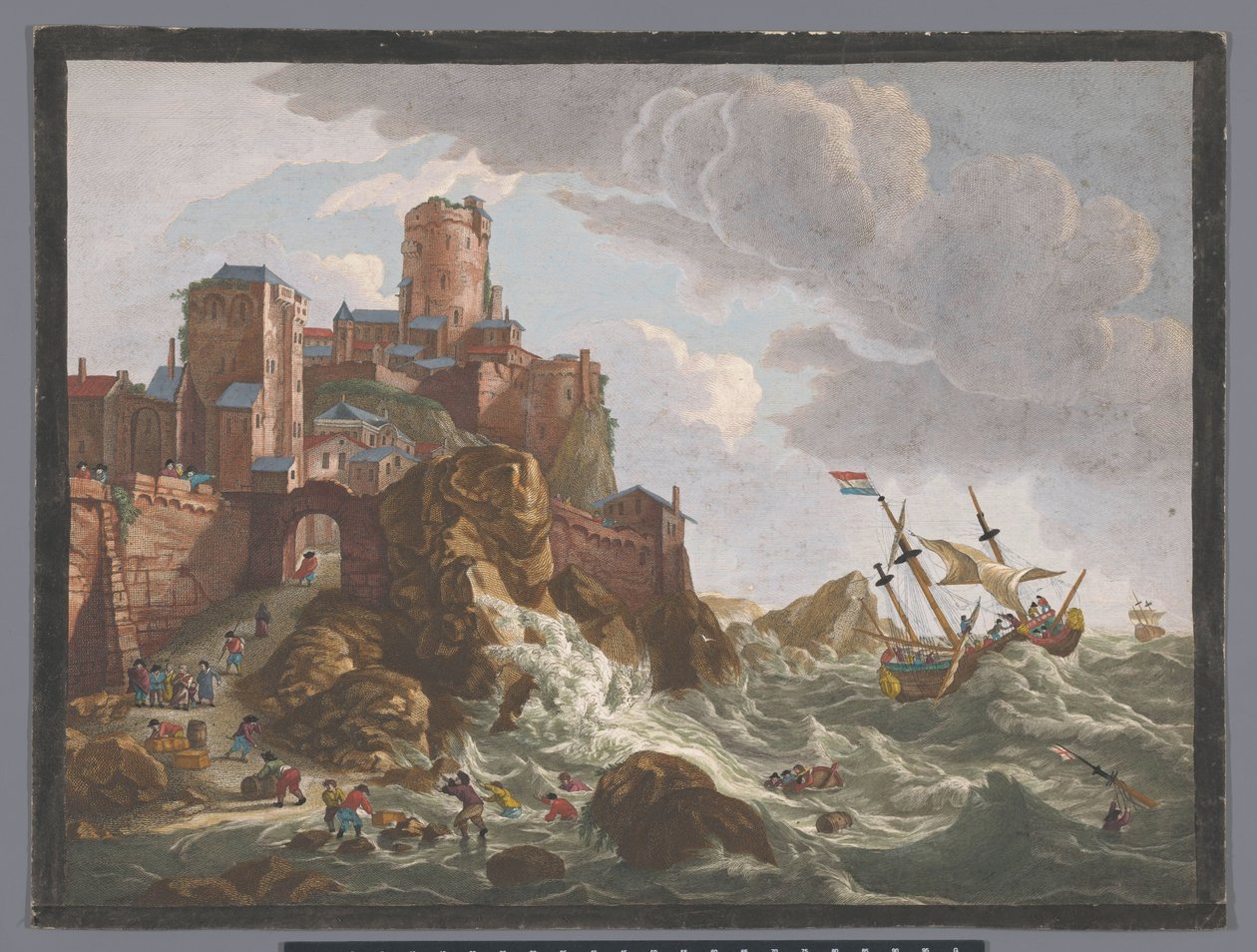 挪威悬崖上的船只和海岸景观
Ecueil des côtes de Norwege（物上标题） 作者 无名氏