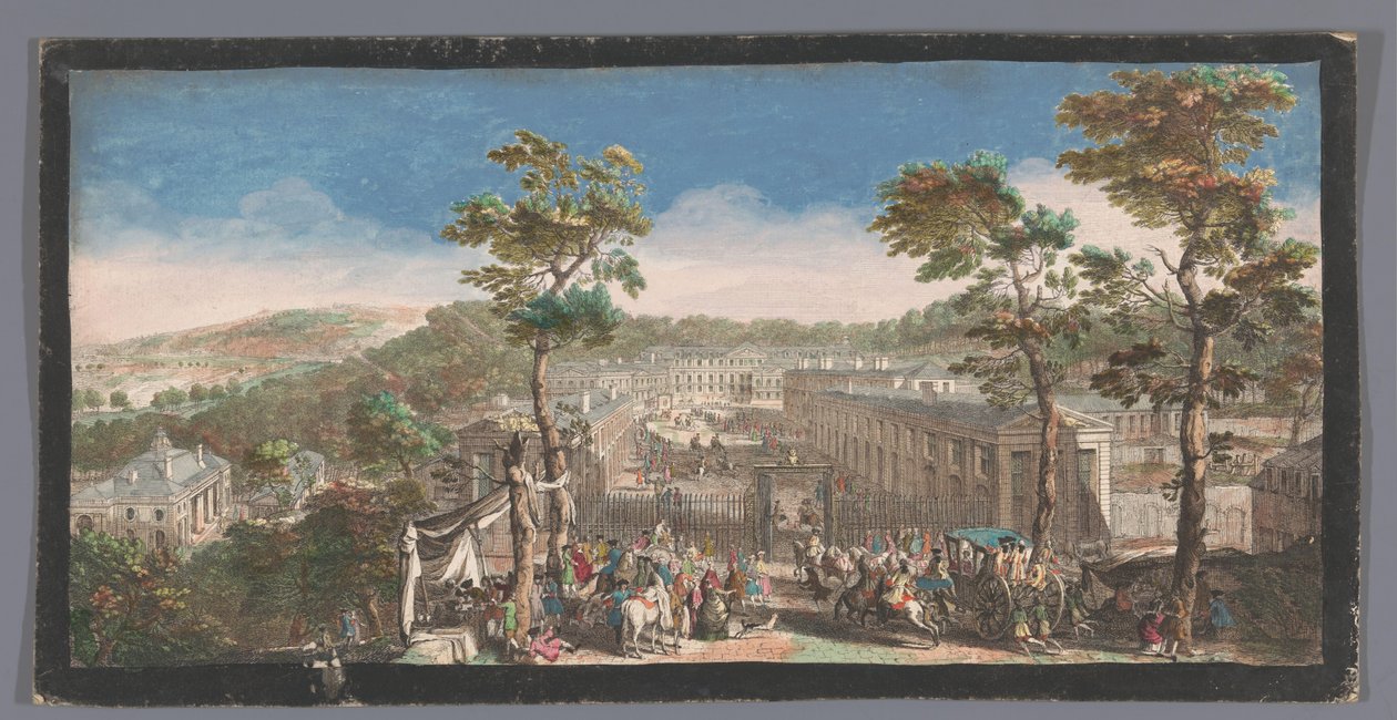 Gezicht op het Château de Saint-Cloud Veue du Chateau de St. Cloud du coté de la grande avenue a la seconde grille (title on object) 作者 无名氏