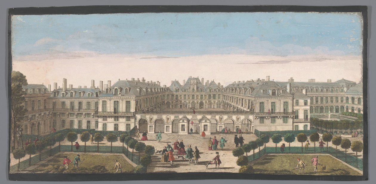 巴黎皇家宫殿的景观 Vûë du Palais Royal（物体上的标题） 作者 无名氏