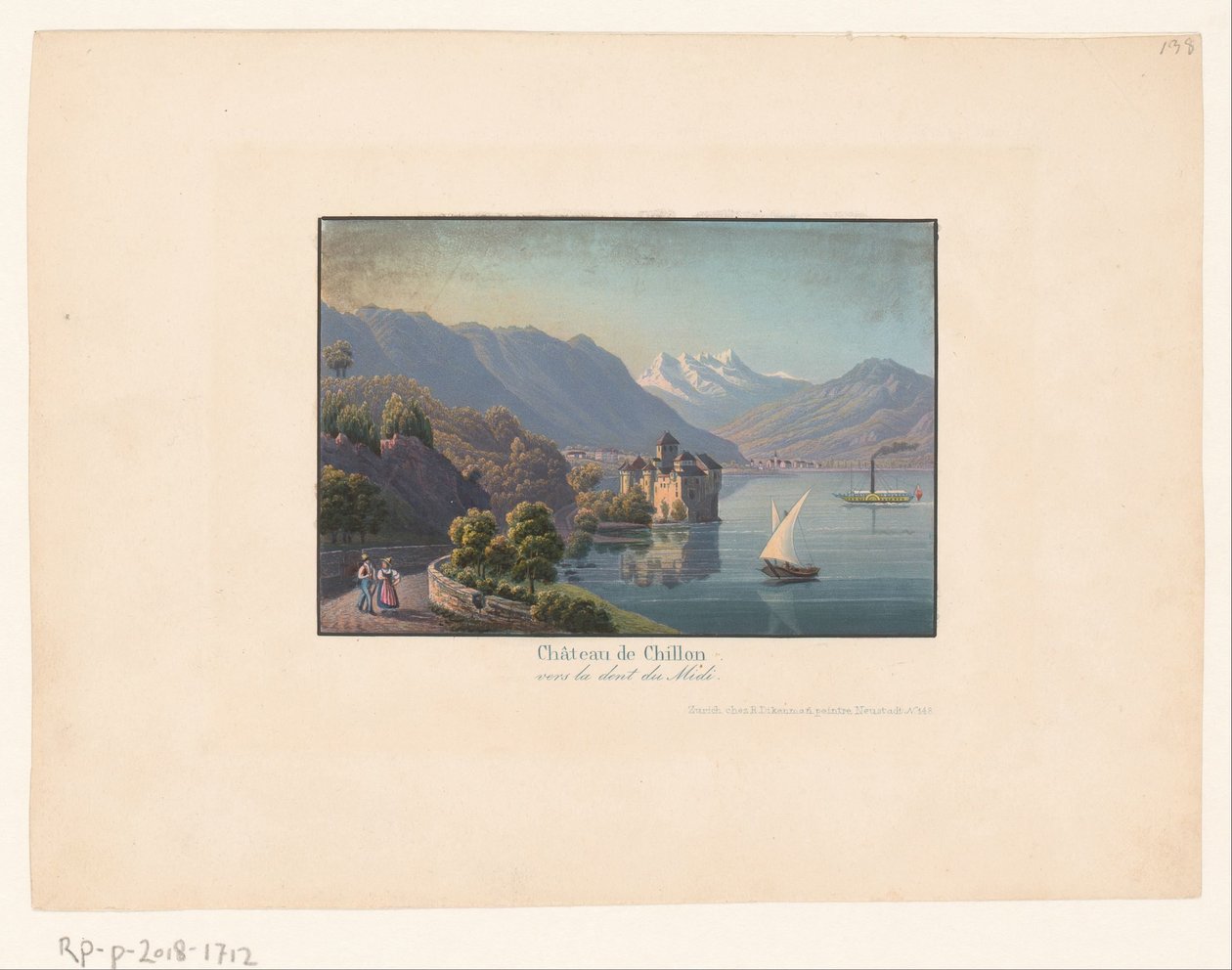 希永城堡景观
Châteay de Chillon vers la dent du midi（物体上的标题） 作者 无名氏