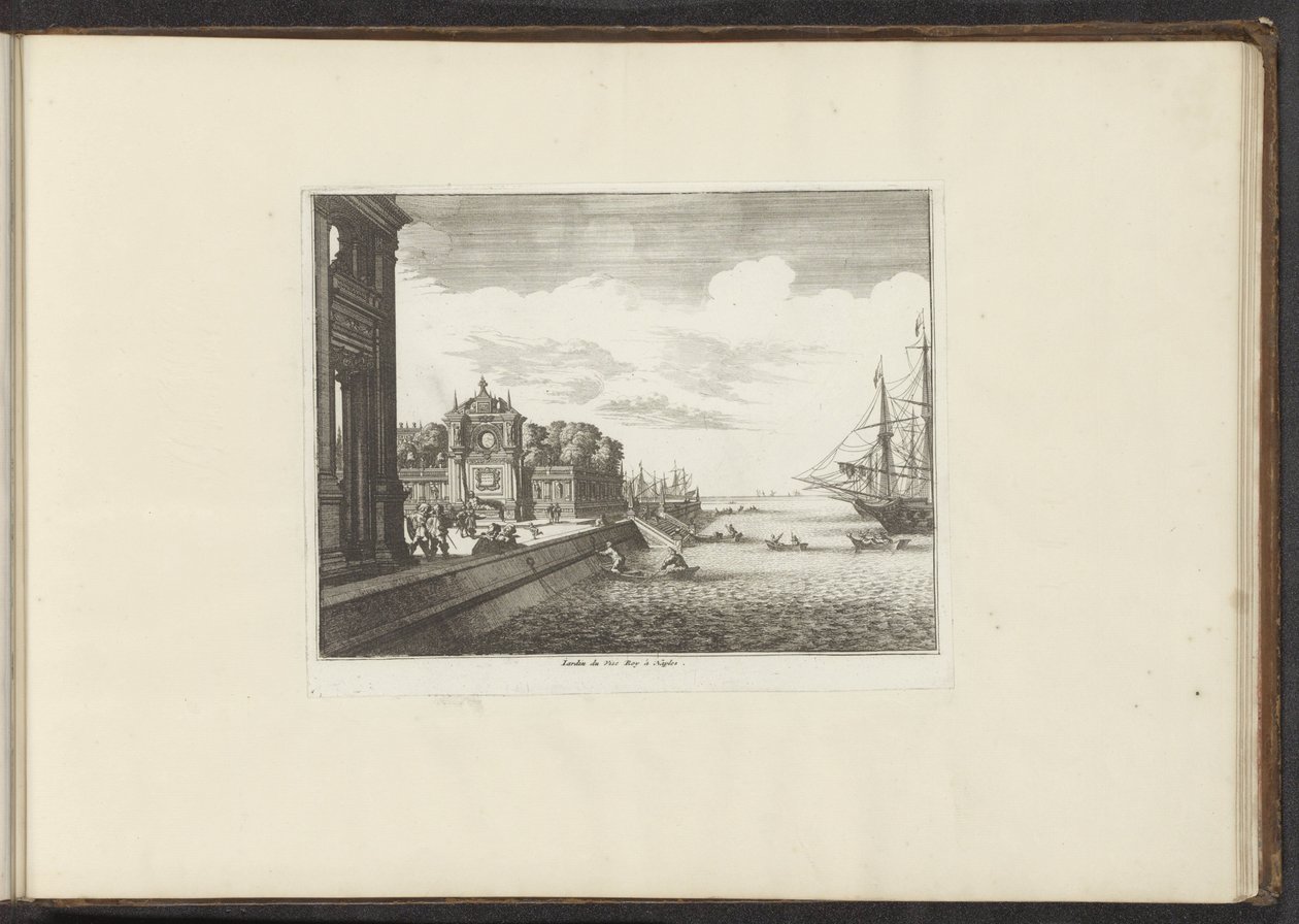那不勒斯海岸宫殿花园景观
Iardin du Vise Roy à Naples（物品上的标题）
威尼斯、里窝那、那不勒斯和罗马的宫殿与古迹（系列标题） 作者 无名氏