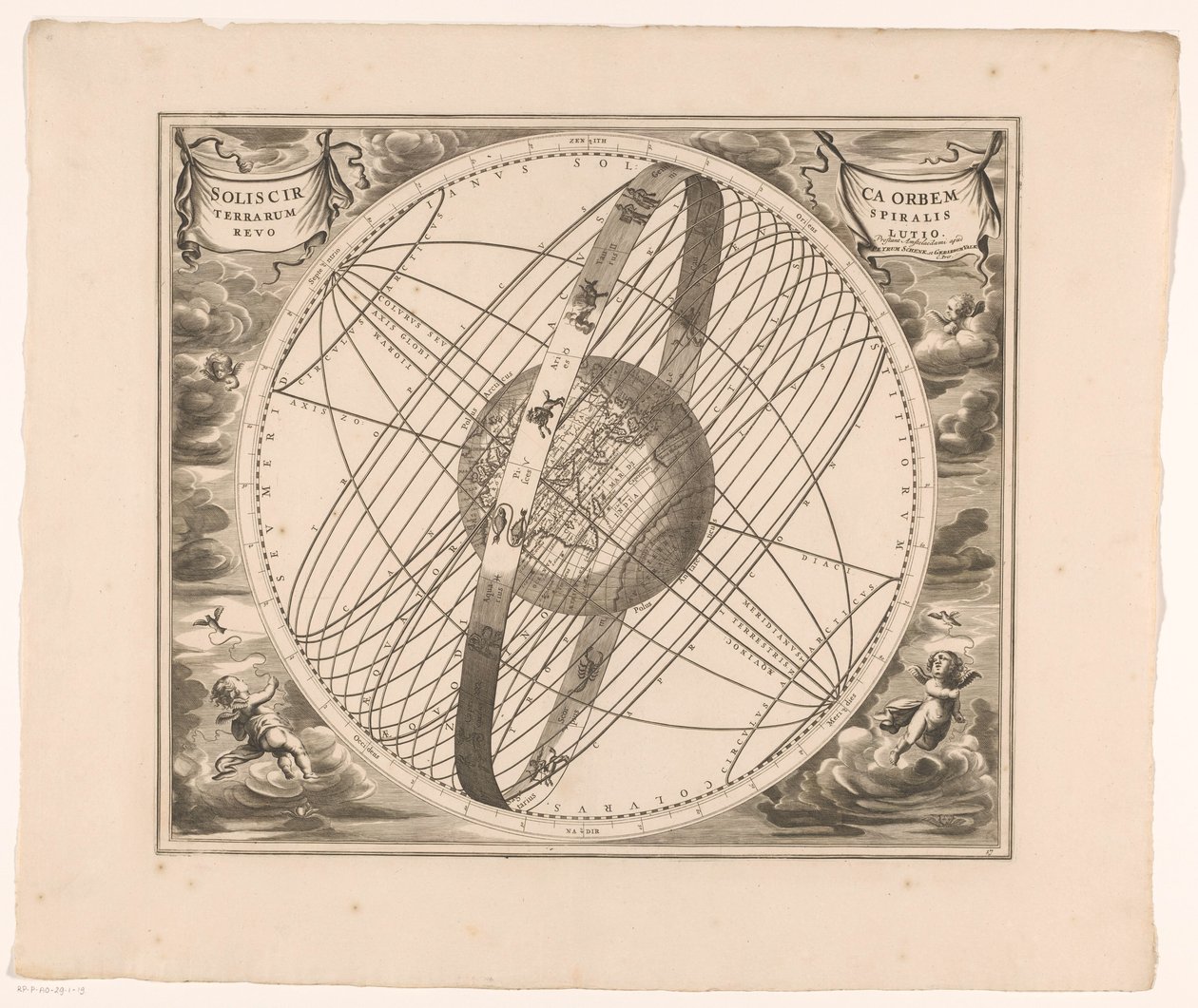 根据托勒密的太阳绕地球轨道的天体图 Solis circa orbem terrarumspiralis revolutio（物体上的标题） 作者 无名氏