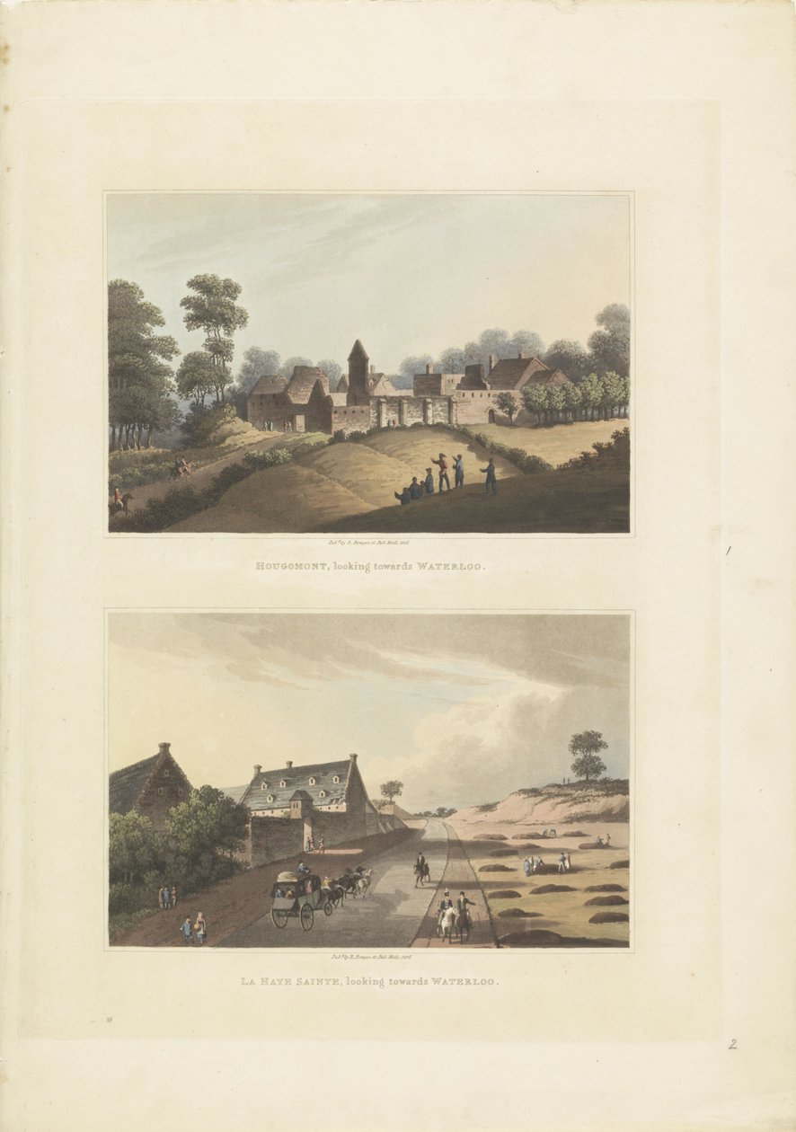 Hougoumont en La Haye-Sainte
Hougomont, looking towards Waterloo / La Haye Sainte, looking towards Waterloo (标题在实物上) 作者 无名氏