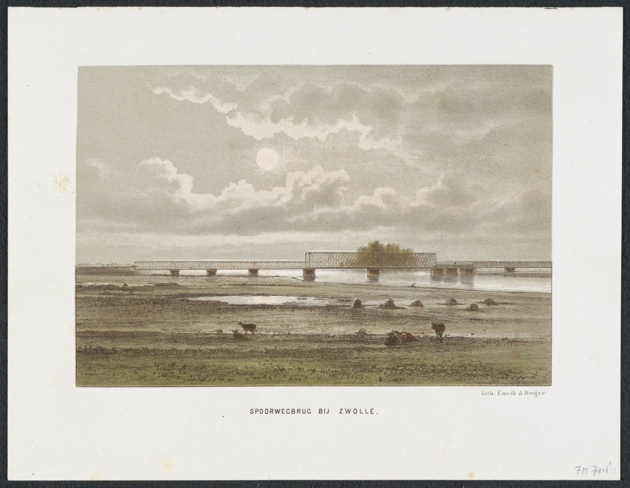 兹沃勒艾瑟尔铁路桥，1864 年
兹沃勒附近的铁路桥（物上标题）
荷兰的主要铁路桥（系列标题） 作者 无名氏