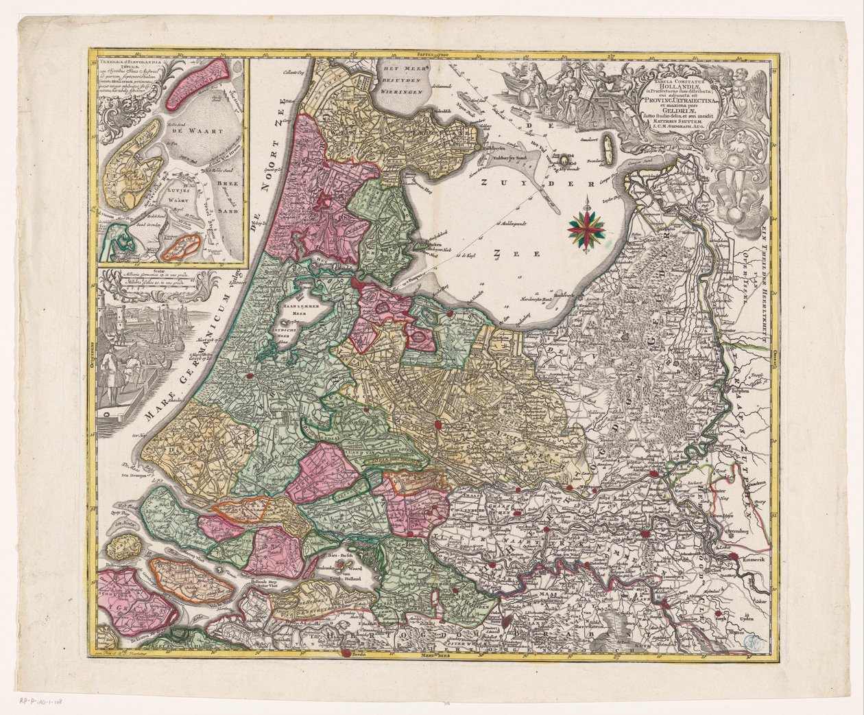 Kaart van Holland, 乌得勒支和 een deel van Gelderland 荷兰各县在各省之间的分布表 (...)（对象上的标题） 作者 无名氏