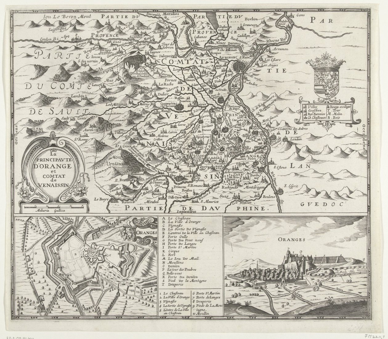 奥伦治公国地图，1639 年
奥兰治公国和维纳辛公国（标题在实物上） 作者 无名氏