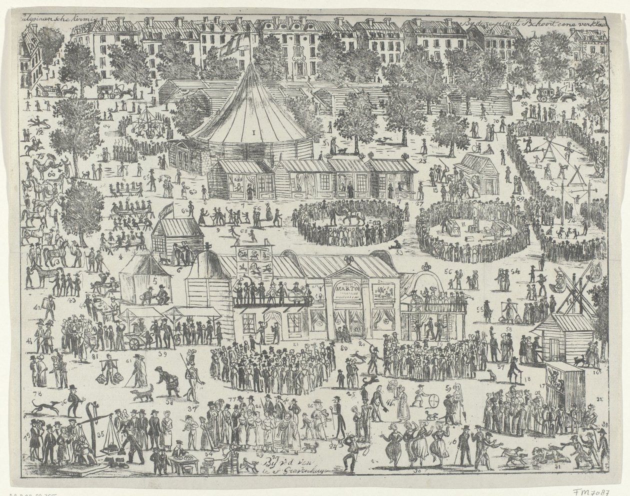 海牙广场上的集市，1845 年
欧托比亚博览会（物品上的标题） 作者 无名氏