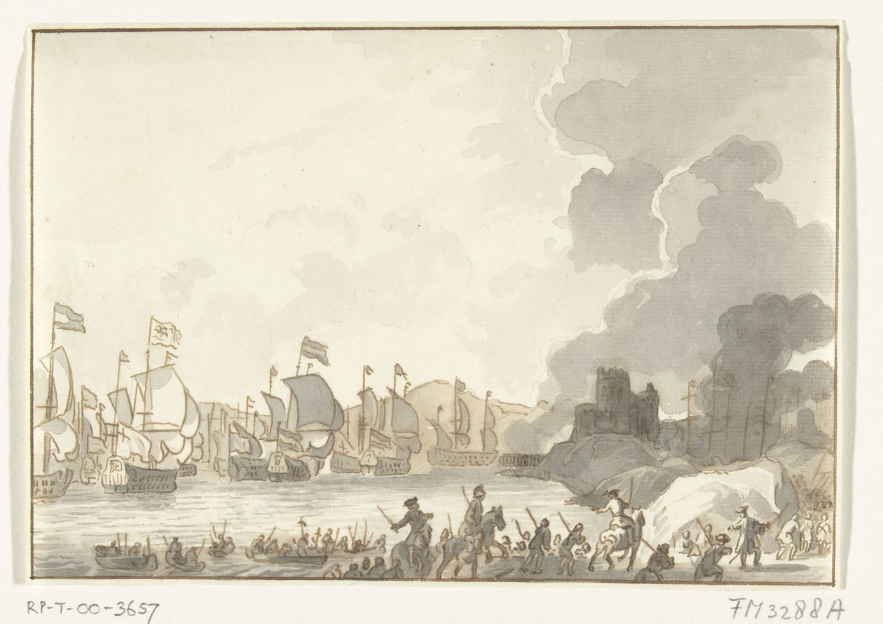 英国和荷兰舰队在加的斯附近登陆，1702 年 作者 无名氏