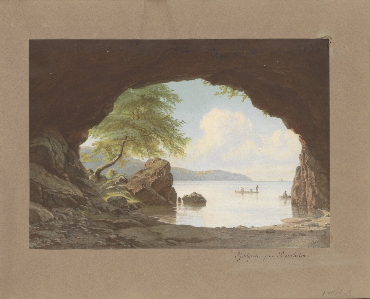 G.E. 画作《Fjeldgrotte paa Bornholm》中的风景 利伯特 Fjeldgrotte paa Bornholm（物体上的标题） 作者 无名氏