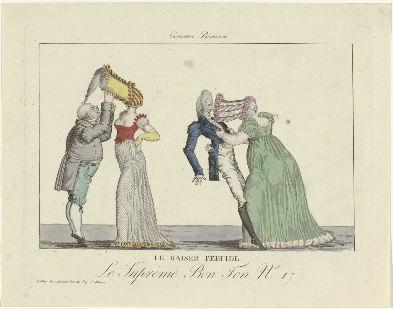Le Suprême Bon Ton.巴黎漫画，1800-1815 年，第 17 期：Le baiser perfide。 作者 无名氏
