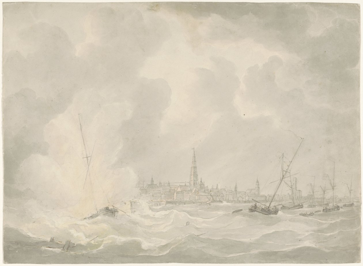 Jan van Speijk 的船爆炸，1831 年 作者 无名氏