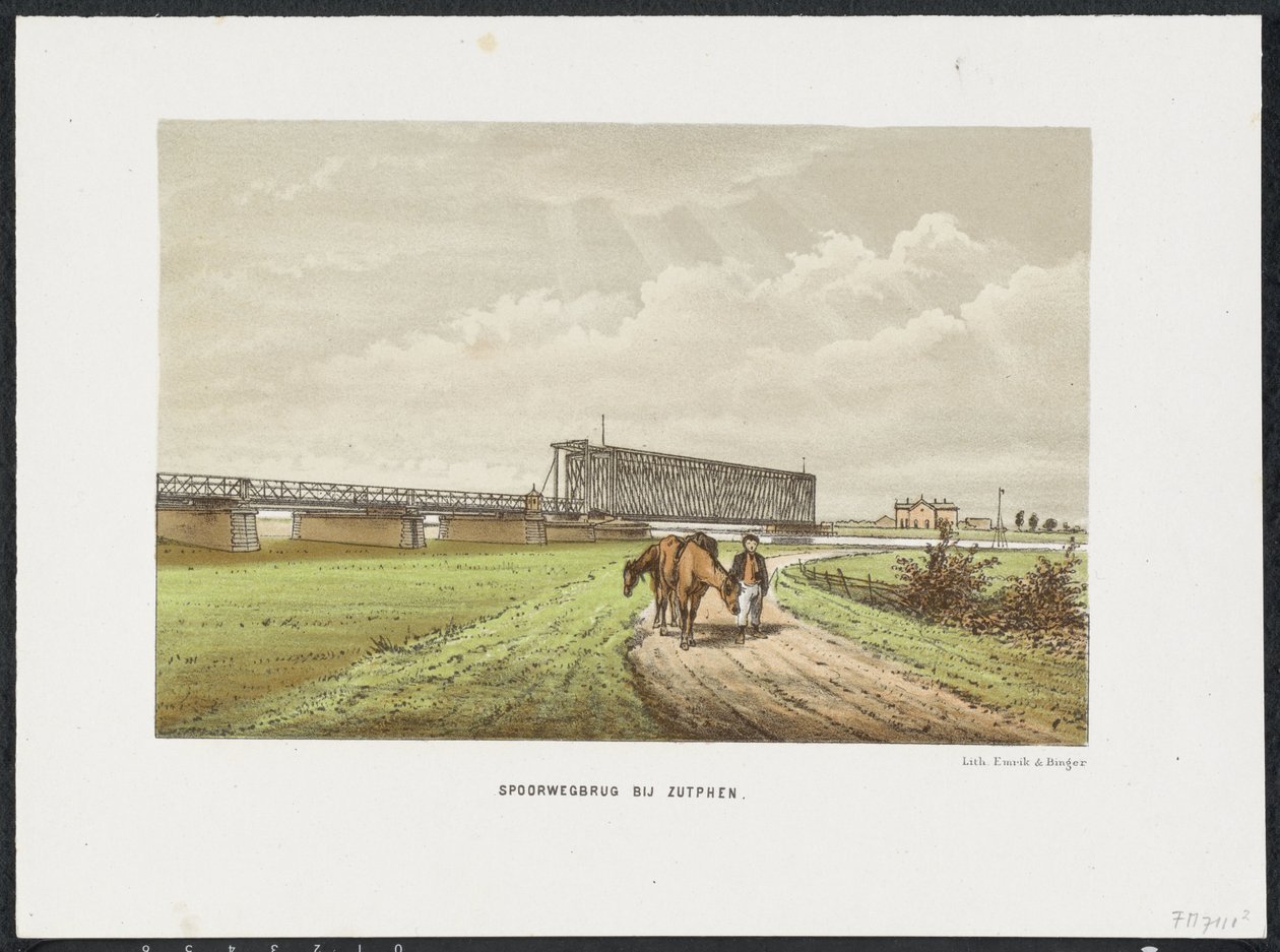 祖特芬附近的旧艾瑟尔桥，1865 年
Westervoort 附近的铁路桥（物上标题）
荷兰的主要铁路桥（系列标题） 作者 无名氏