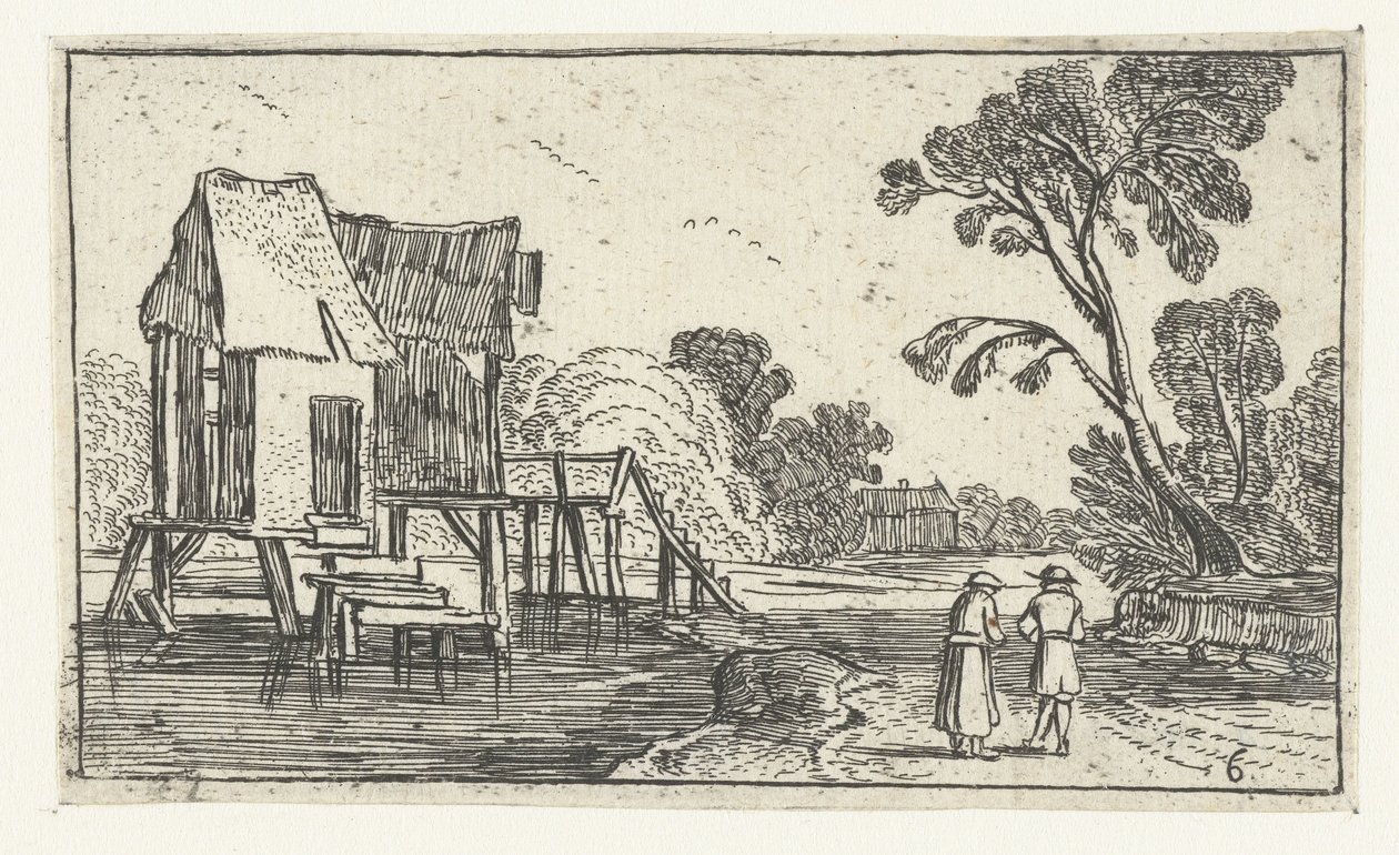 河边小路与高跷建筑
Esaias van de Velde 风景画（系列名称） 作者 无名氏