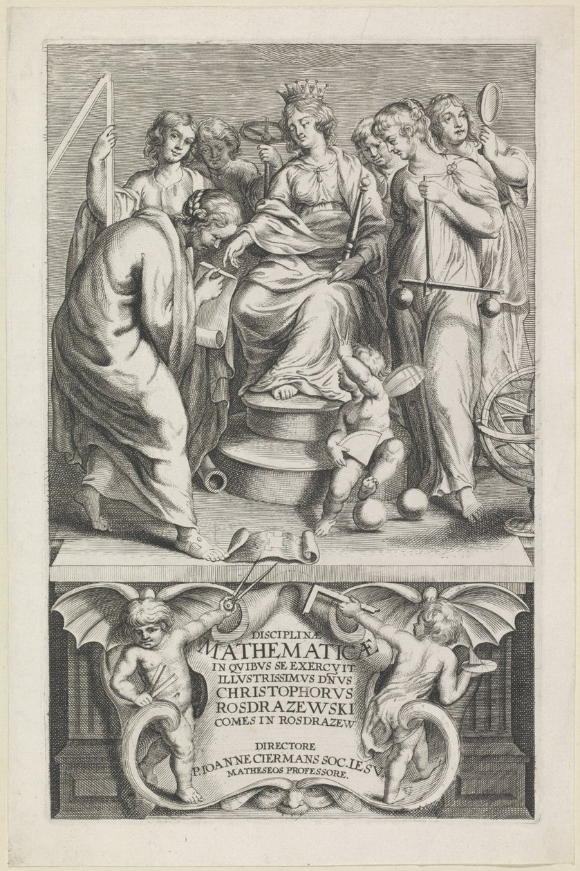 数学的人格化
扉页：Christophorus Rosdrazewski，Disciplinae Mathematicae，[1640-1648］ 作者 无名氏