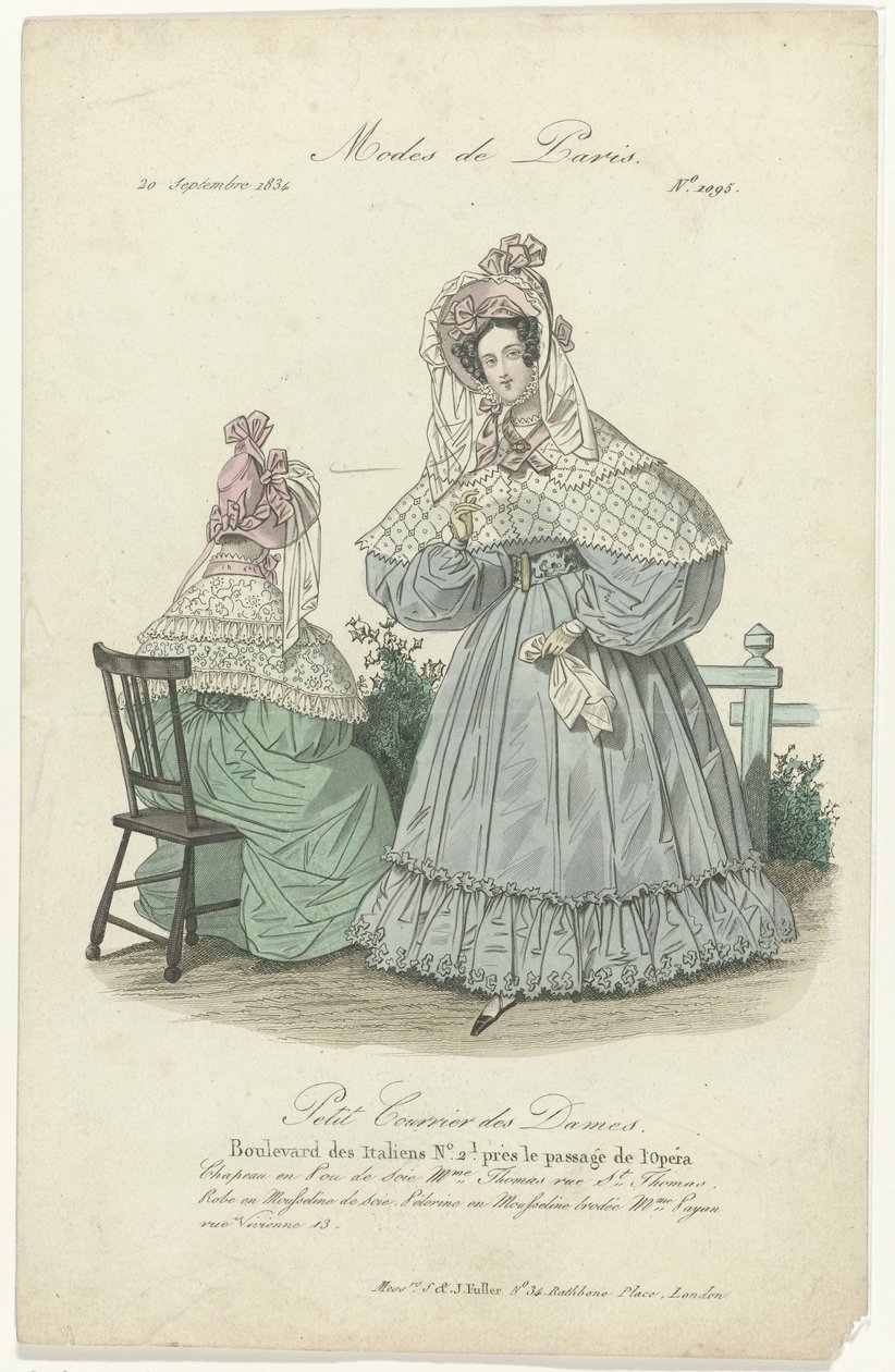 Petit Courrier des Dames》，1834 年 9 月 20 日，第 1095 期：Pou de Soi hat (...) 作者 无名氏
