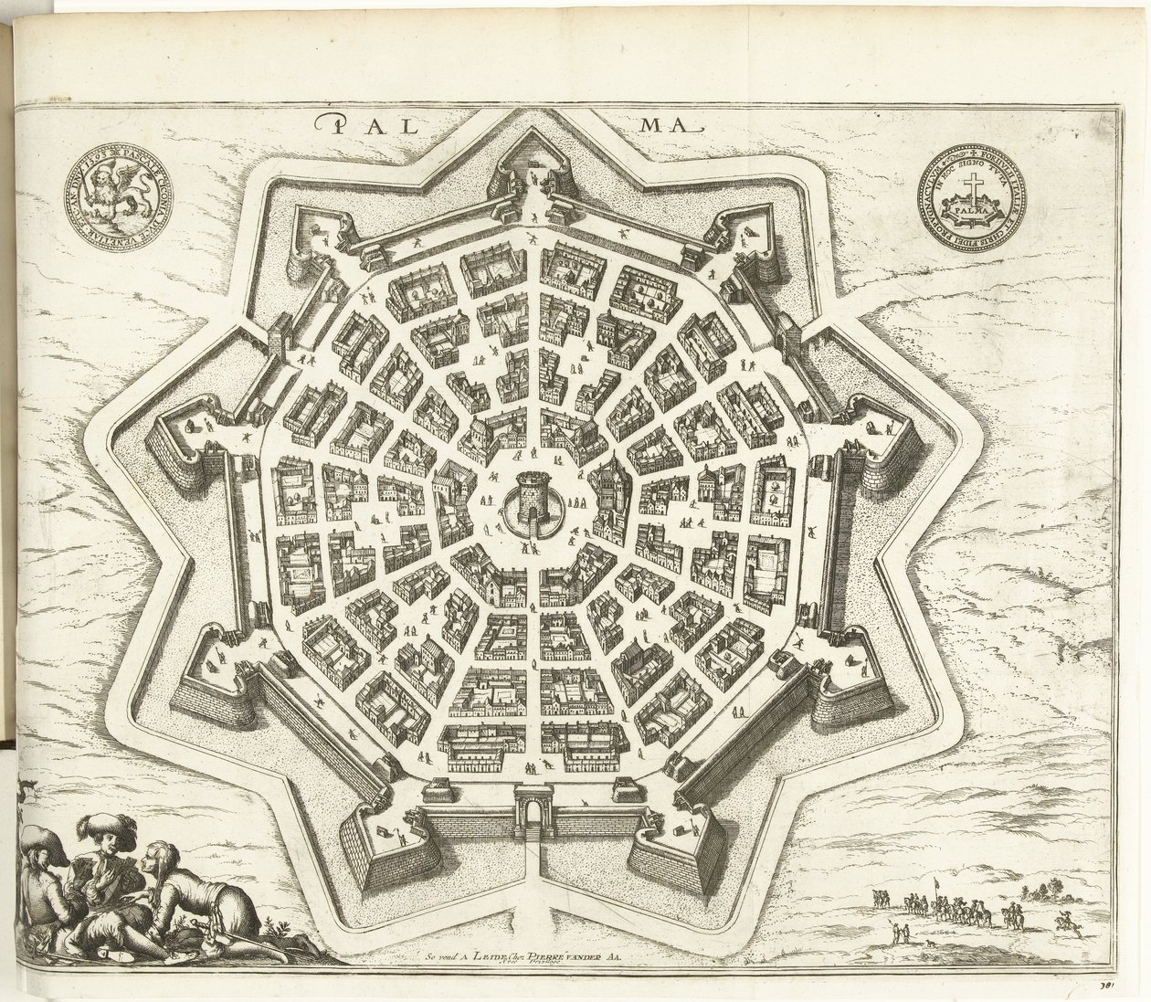 Plattegrond van Palmanova, 1726
帕尔马（标有标题）
Les Forces de l