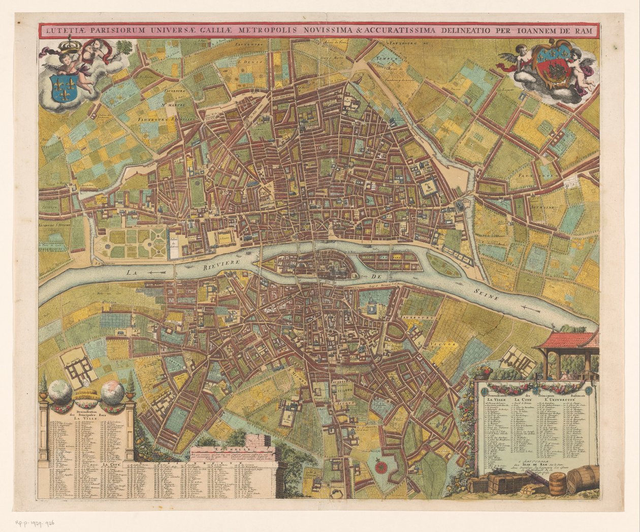 巴黎地图
Letetiae Parisiorum universae Galliae metropolis novissima（......）（标题见实物） 作者 无名氏