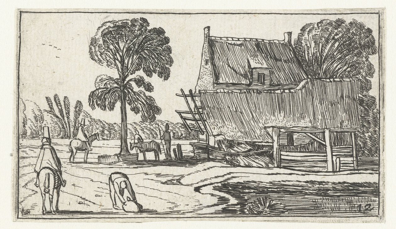 骑手在经过农场的路上 埃萨亚斯·范·德·维尔德 (Esaias van de Velde) 的风景画（系列标题） 作者 无名氏
