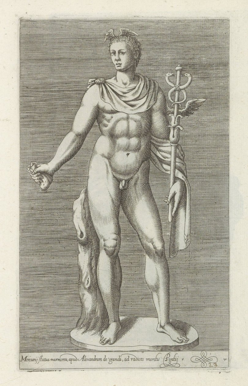 墨丘利雕像
Mercurij statua marmorea, apud Alexandrum de grand (...) （物品上的标题）
罗马的古代雕塑（系列名称）
Antiquarum statuarum urbis Romae quae in publicis locis visuntur icones（系列标题） 作者 无名氏