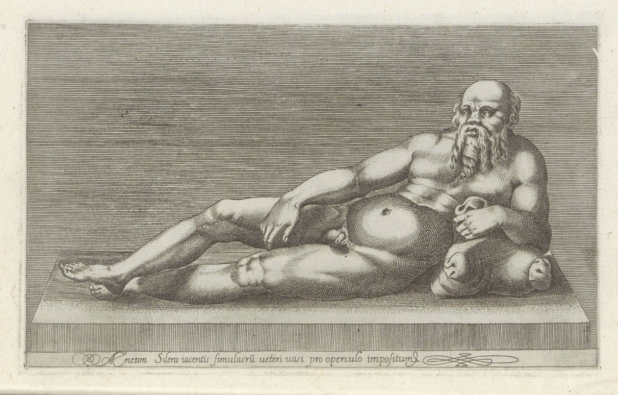 西莱纳斯雕塑
Aeneam Sileni iacentis simulacrum veteri vasi pro operculo impositum（物品上的标题）
罗马的古代雕塑（系列名称）
Antiquarum statuarum urbis Romae quae in publicis locis visuntur icones（系列标题） 作者 无名氏
