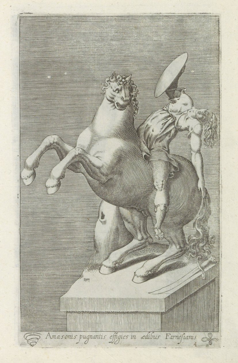 亚马逊人的雕像
Amasonis pugnantis effigies in aedibus Farnesianis（物品上的标题）
罗马的古代雕塑（系列名称）
Antiquarum statuarum urbis Romae quae in publicis locis visuntur icones（系列标题） 作者 无名氏