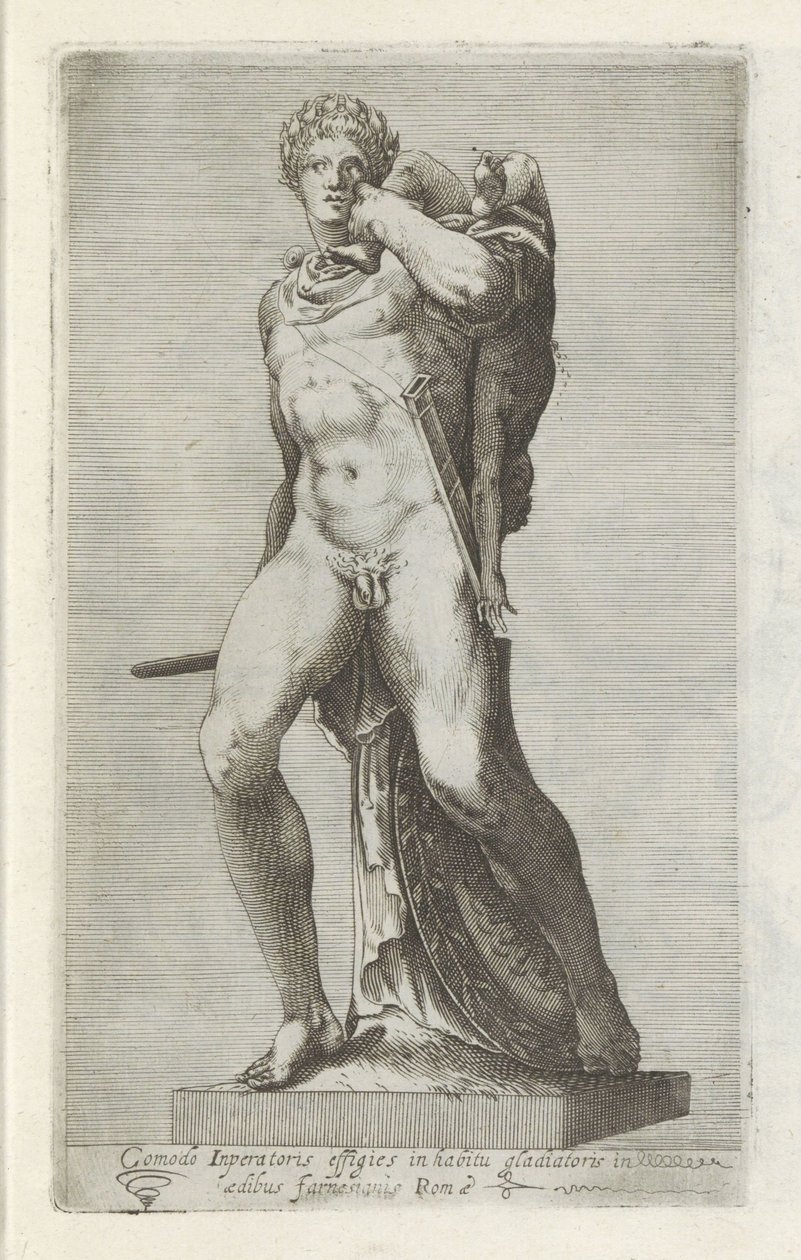 角斗士康莫德斯雕像
Comodo inperatoris effigies in habitu glariatoris (...) （物品标题）
罗马的古代雕塑（系列名称）
Antiquarum statuarum urbis Romae quae in publicis locis visuntur icones（系列标题） 作者 无名氏