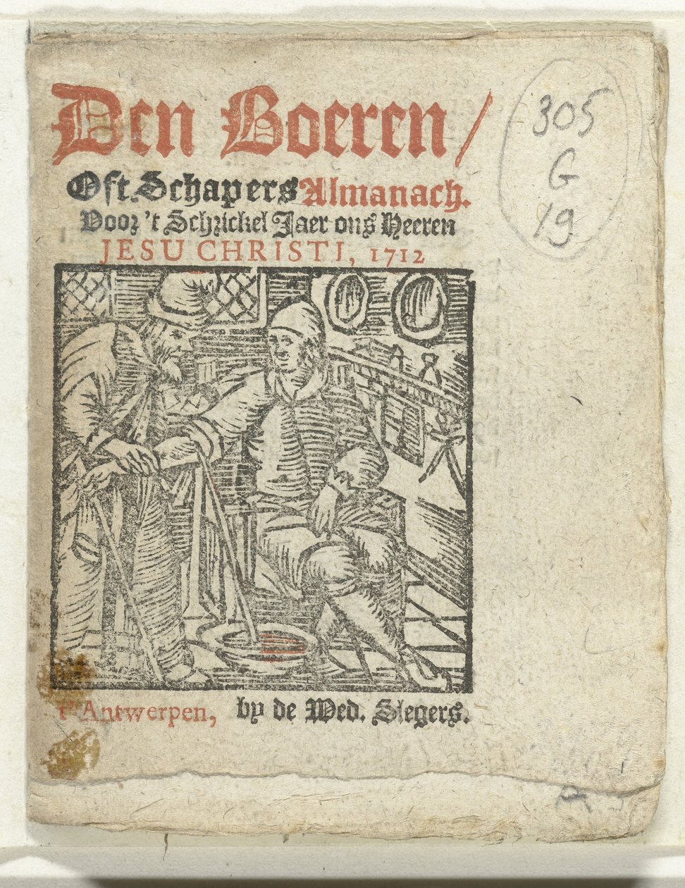 扉页为Den Boeren / Oft Schapers Almanach For 