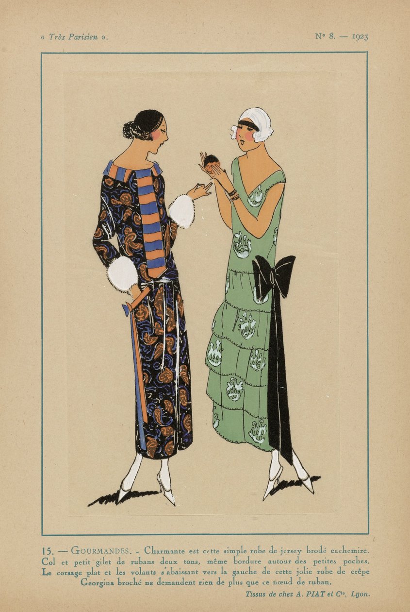 Très Parisien》，1923 年，第 8 期：15 - GOURMANDISES。- 这款简单的连衣裙非常迷人... 作者 无名氏