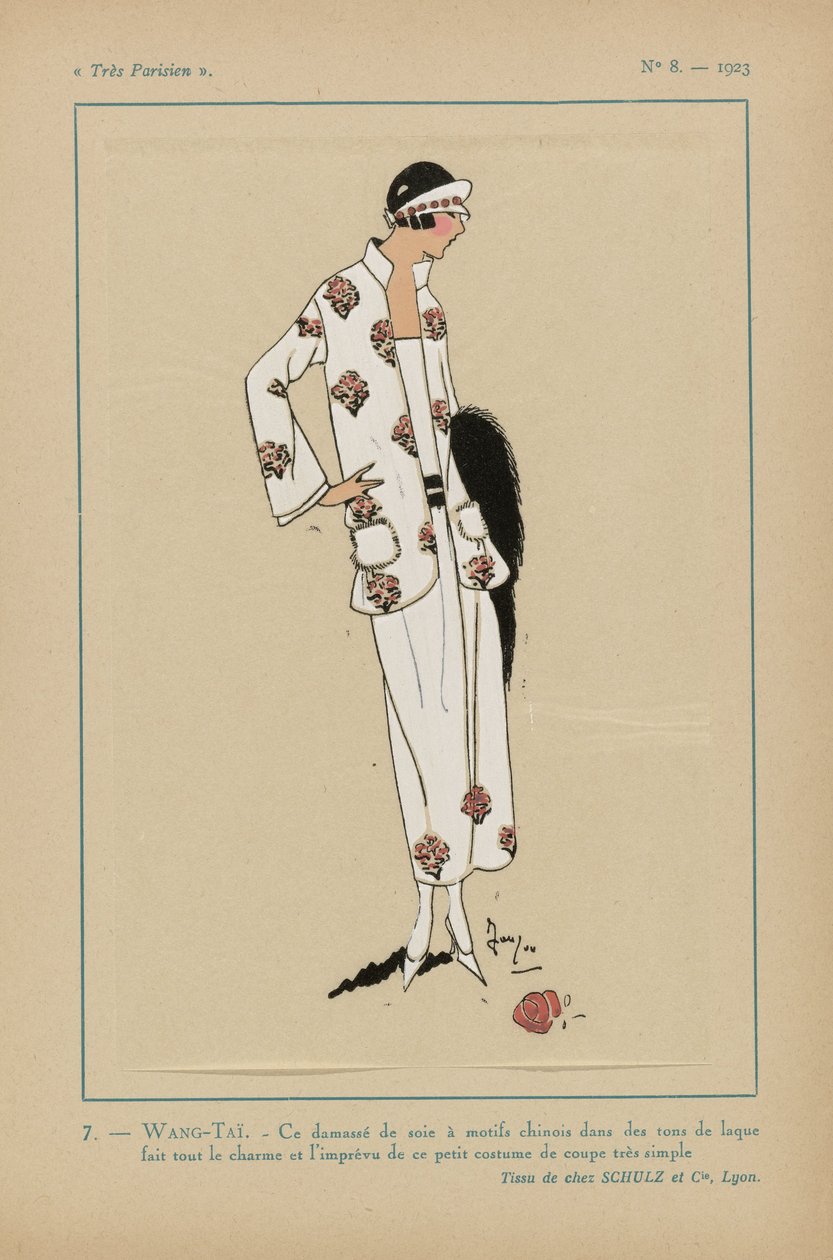 Très Parisien》1923 年第 8 期: 7 - WANG-TAÏ.- 这款丝绸锦缎... 作者 无名氏