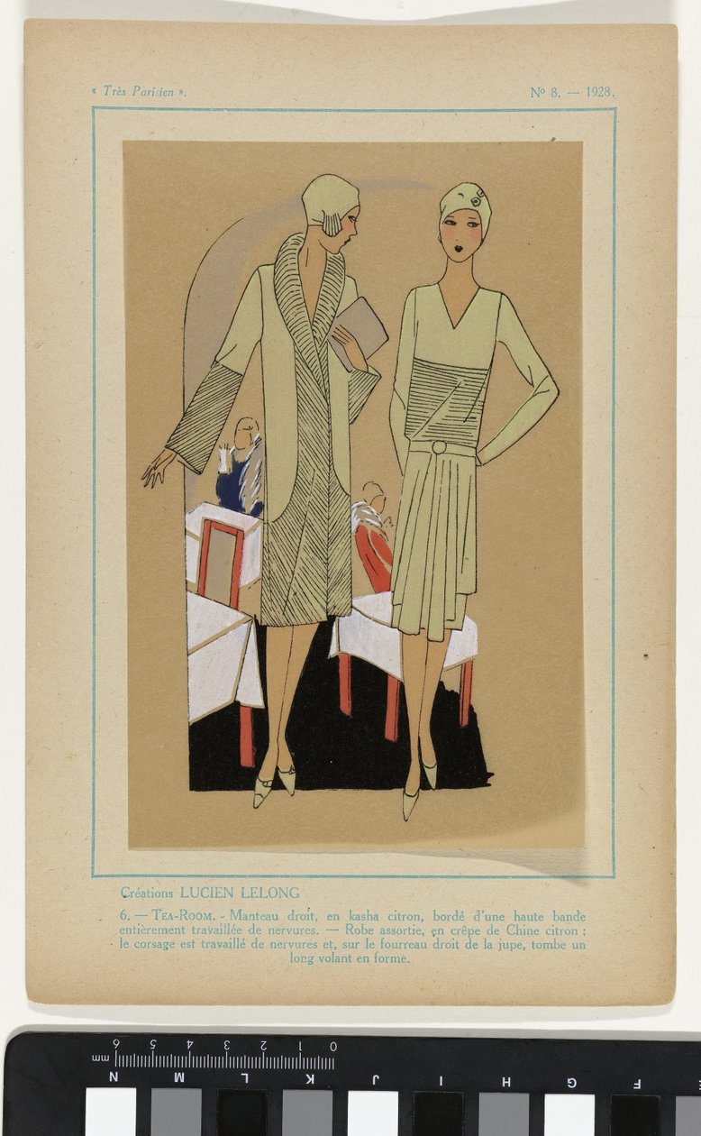 Très Parisien》1928 年第 8 期：LUCIEN LELONG 的作品 / 6.- 茶室... 作者 无名氏