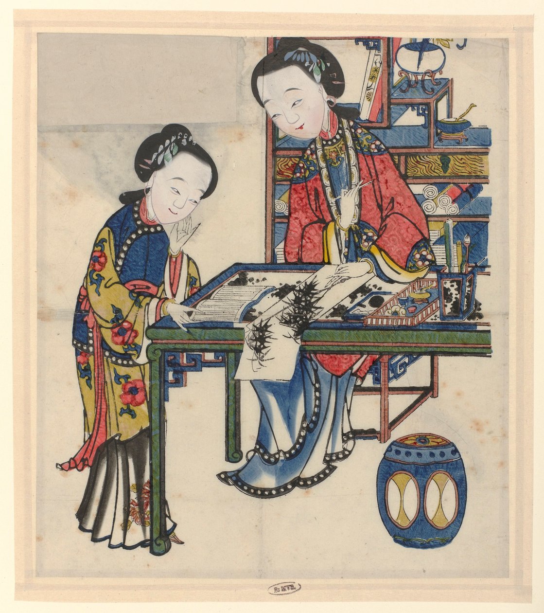 写字桌旁的两位女士 作者 无名氏