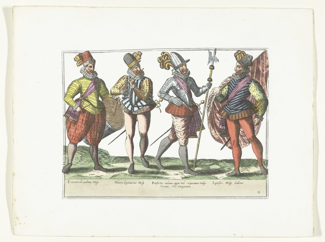 身着军装的 Vier Spaanse militairen，约 1580 年
西班牙军装（标题见实物） 作者 无名氏