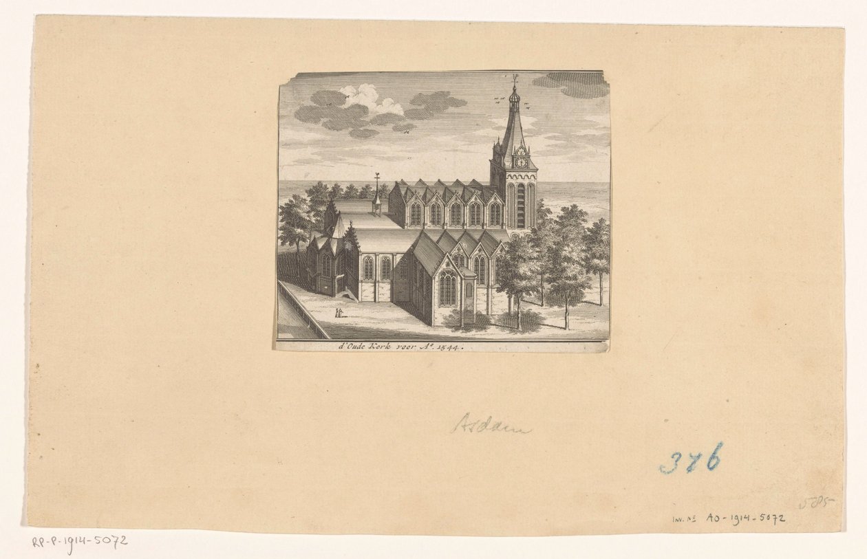 鸟瞰阿姆斯特丹 Oude Kerk，1544 年之前
d