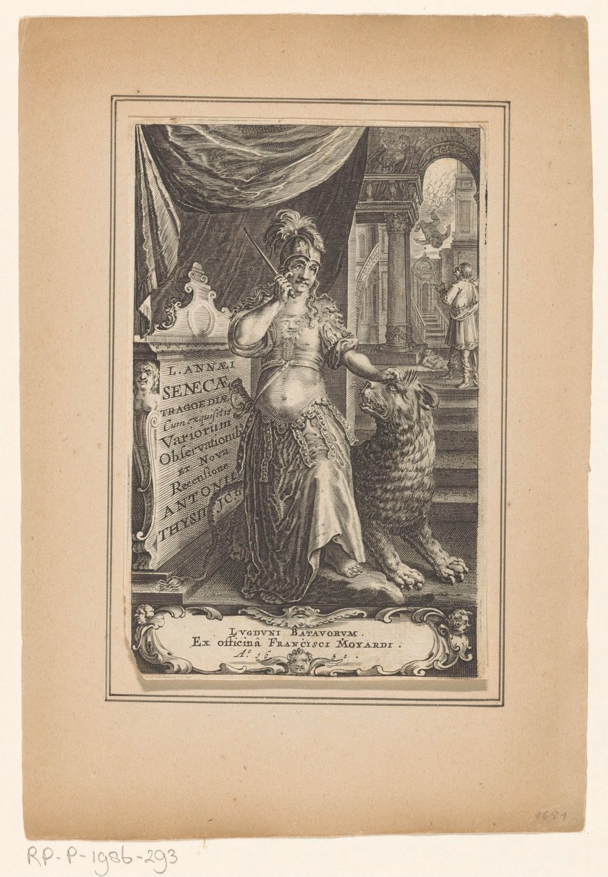 与狮子在一起的女人
扉页：Lucius Annaeus Seneca and Antonius Thysius, L. Annaei Senecae tragoediae, 1651 作者 无名氏