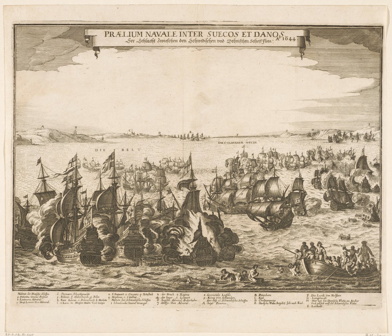 1644 年瑞典和丹麦舰队在 Belt 的海战
Praelium navale inter Suecos et Danos / Ao. 1644 / See Schlacht Zwieschen den Schwedischen und Dehnischen Schieffflota（标题见实物） 作者 无名氏