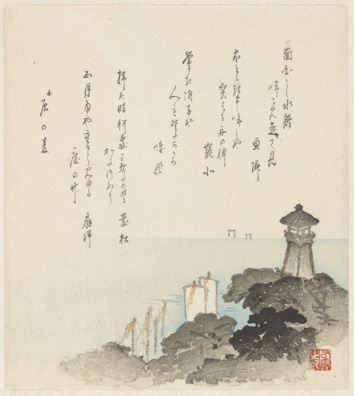 灯塔海景 作者 无名氏
