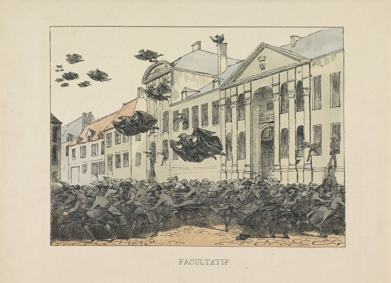黑色乌鸦逃离哲学学院，1829 年
Facultatif （物上标题） 作者 无名氏